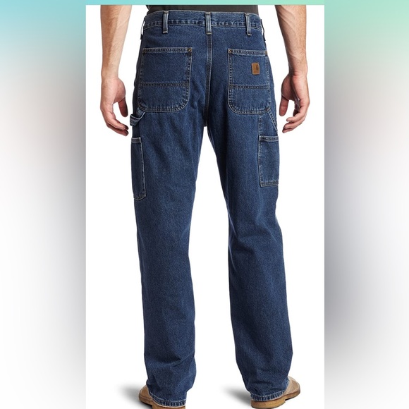 Carhartt Blue Loose Fit Cargo Carpenter Work Construction Jeans Size 46x30 - Picture 5 of 10